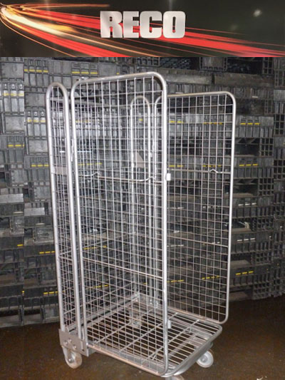 Used 3 Sided Mesh A Frame Nestable Roll Cages