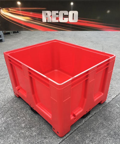 New Plastic Pallet Boxes Red – Rigid Solid Sided Pallet Box