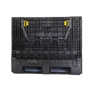 Used Black Collapsible Plastic Box - Yellow Tab
