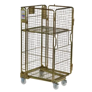 New Four Sided Roll Pallet - Mesh Infill with Hinged Shelf