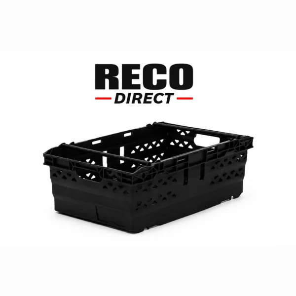 Used Black Ventilated Bale Arm Crates – 600×400×200mm