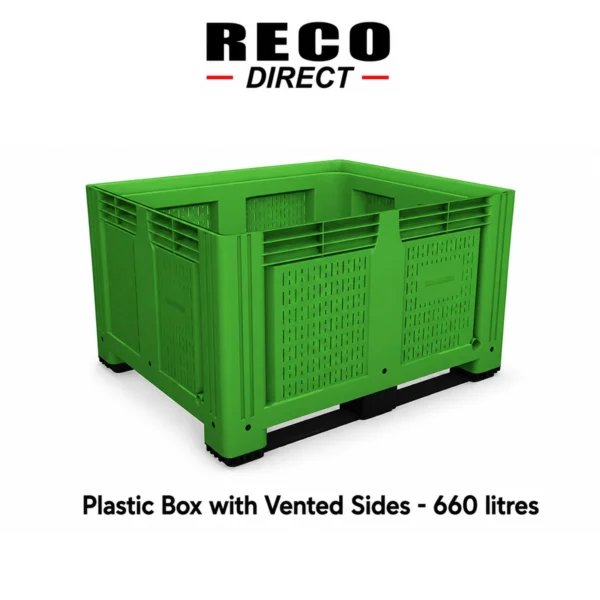 New Green Vented Plastic Pallet Box – 610 Litre